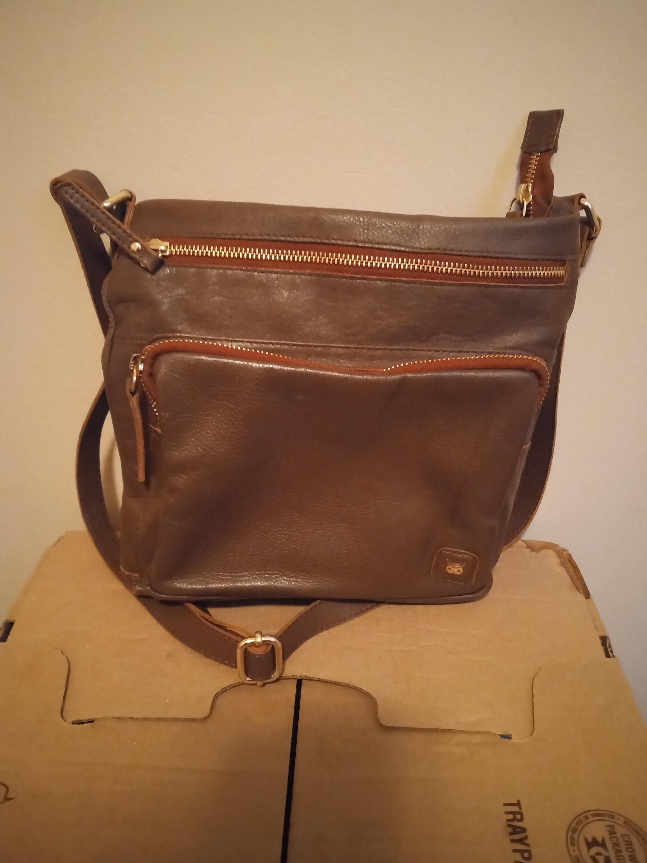 Wise owl brown leather shoulder/cross body bag vintage