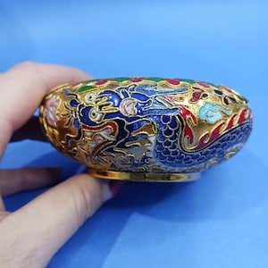Portacenere vintage in smalto cloisonné multicolore