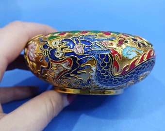 Portacenere vintage in smalto cloisonné multicolore