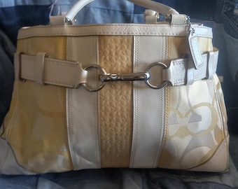 Coach Hampton Optic Signature Stripe Medium Carryall Satchel in