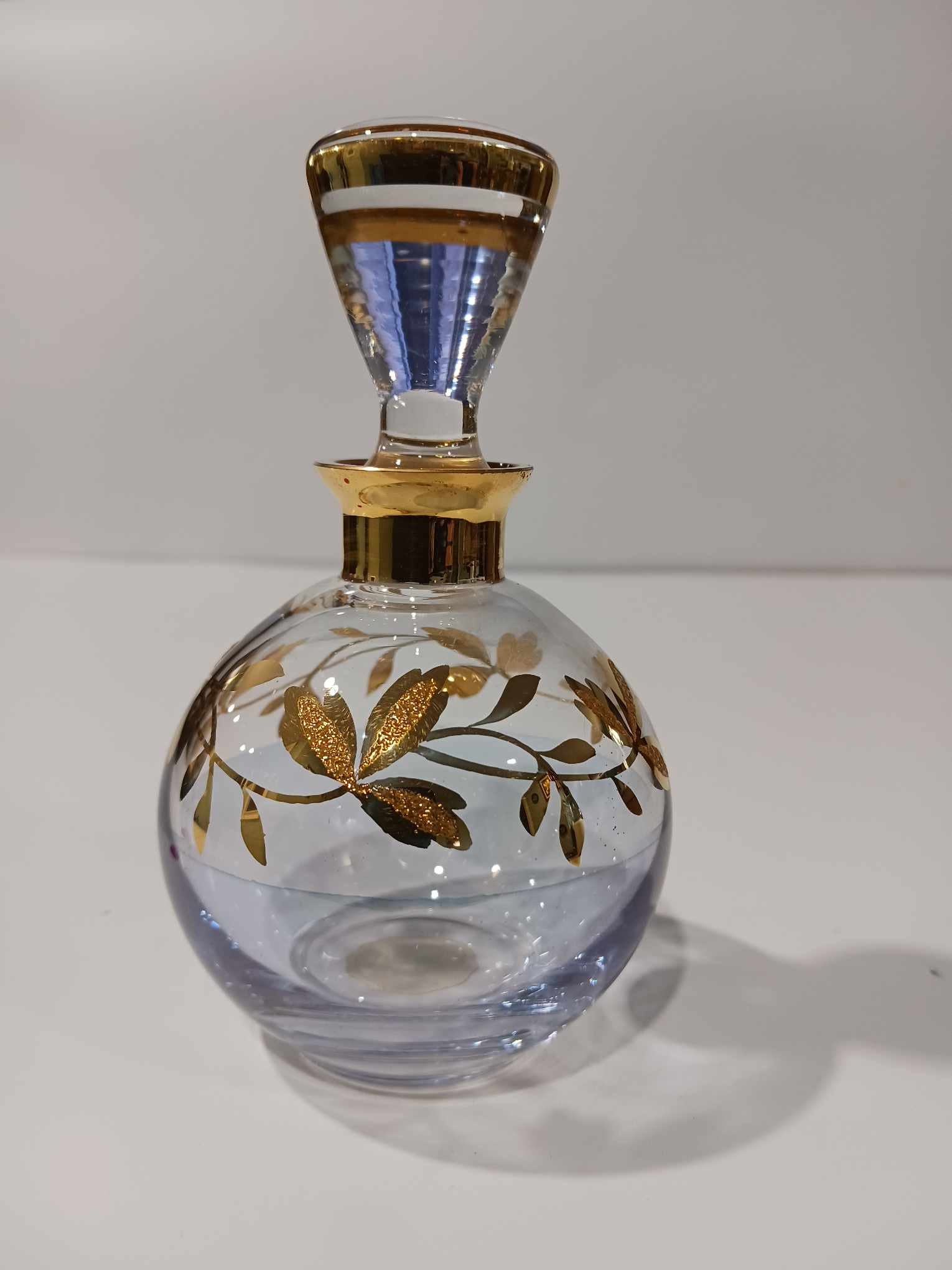 Vintage Hand-blown Gold Gilded Perfume Bottle