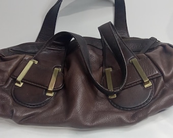 vintage brown leather Sondra Robert's hand bag