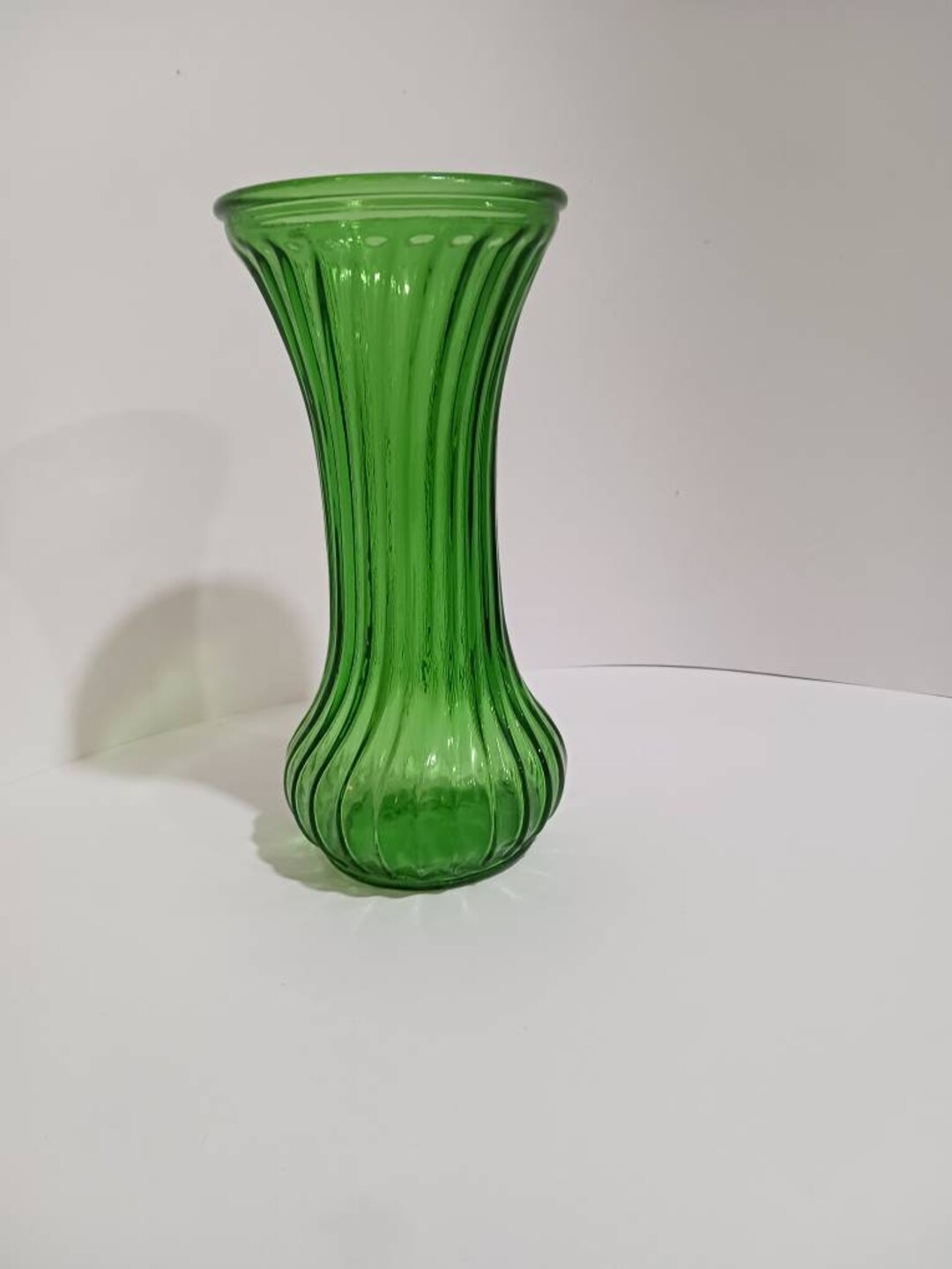 Vintage Hoosier Green Glass Vase. Etsy