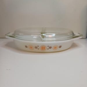 Vintage Pyrex Casserole Dish town & Country Pattern