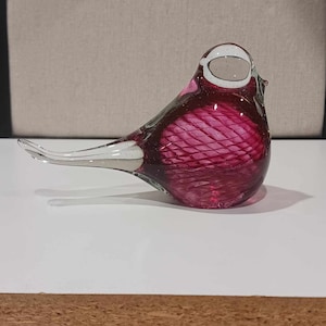 Hand blow glass bird paperweight