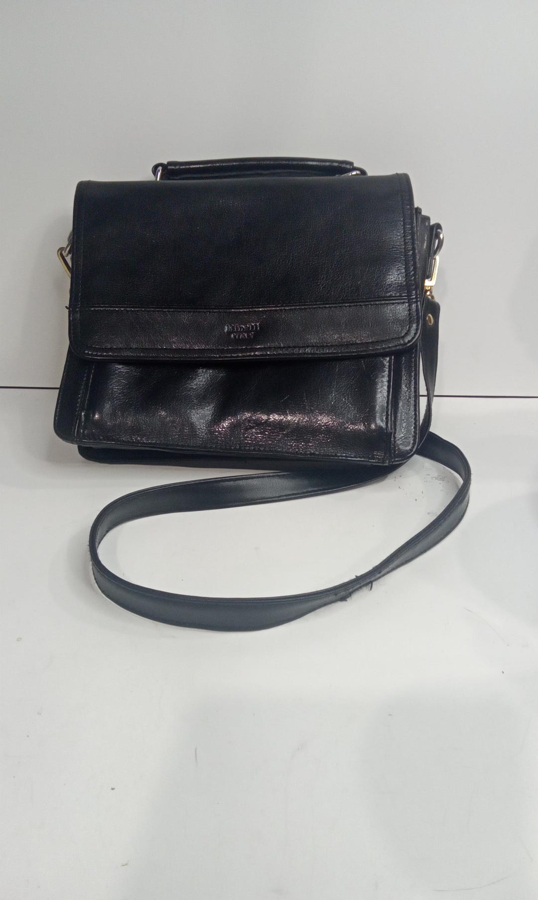 Vintage Black Leather Minelli Purse Made in Italy Canada