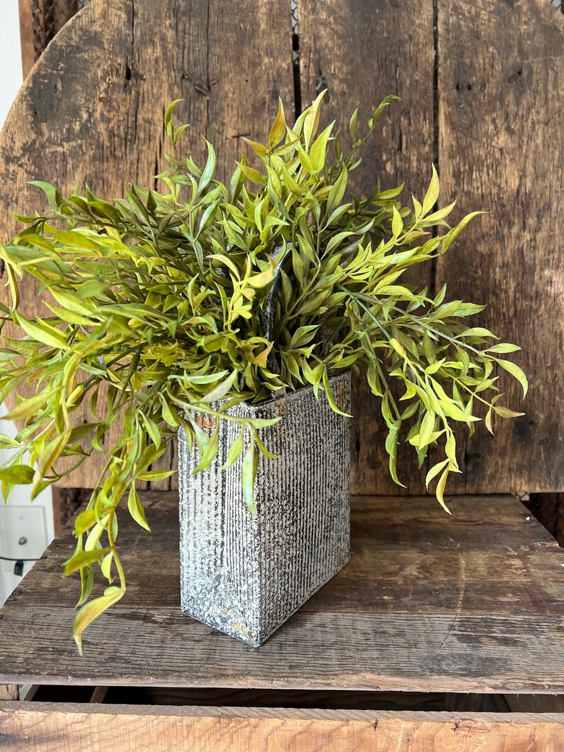 Rustic Metal Market Basket With Smilax Greens, Everyday Greenery Arrangement, Country Decor