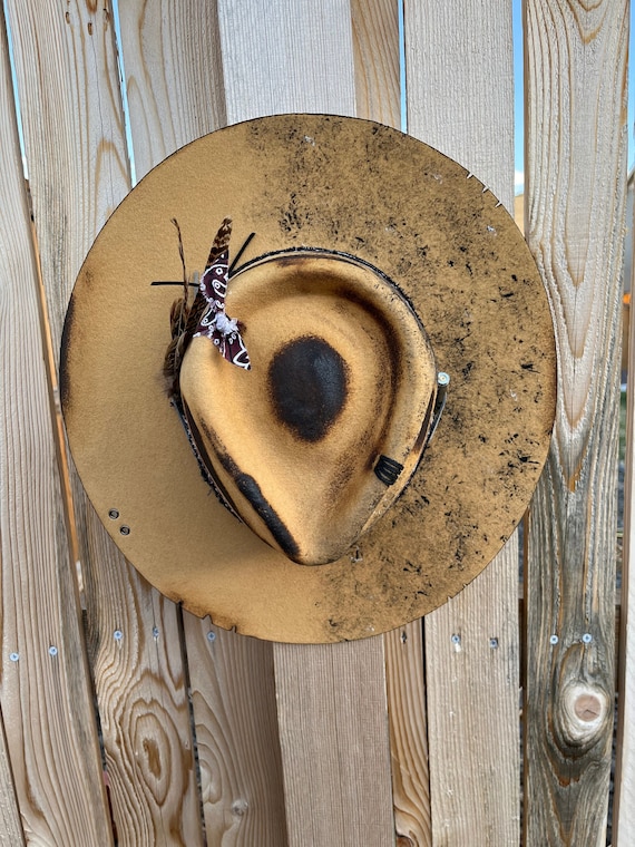Sandstone | Custom Felt Hat, Custom Burned Hat, Western Hat, Cowboy Hat, Wide Brim Hat, Custom Hat, Custom Fedora Hat
