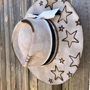 All Star | Custom Felt Hat, Western Hat, Wide Brim Hat, Cowboy Hat, Rocker Hat, Burned Hat, Boho, Western, Rock and Roll, Fedora