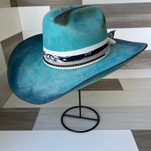 Seaside | Custom Cowboy Hat, Cowgirl Hat, Custom Burned Hat, Western Hat, Rodeo, Blue Cowboy Hat, Turquoise Hat, Rodeo Fashion, Country