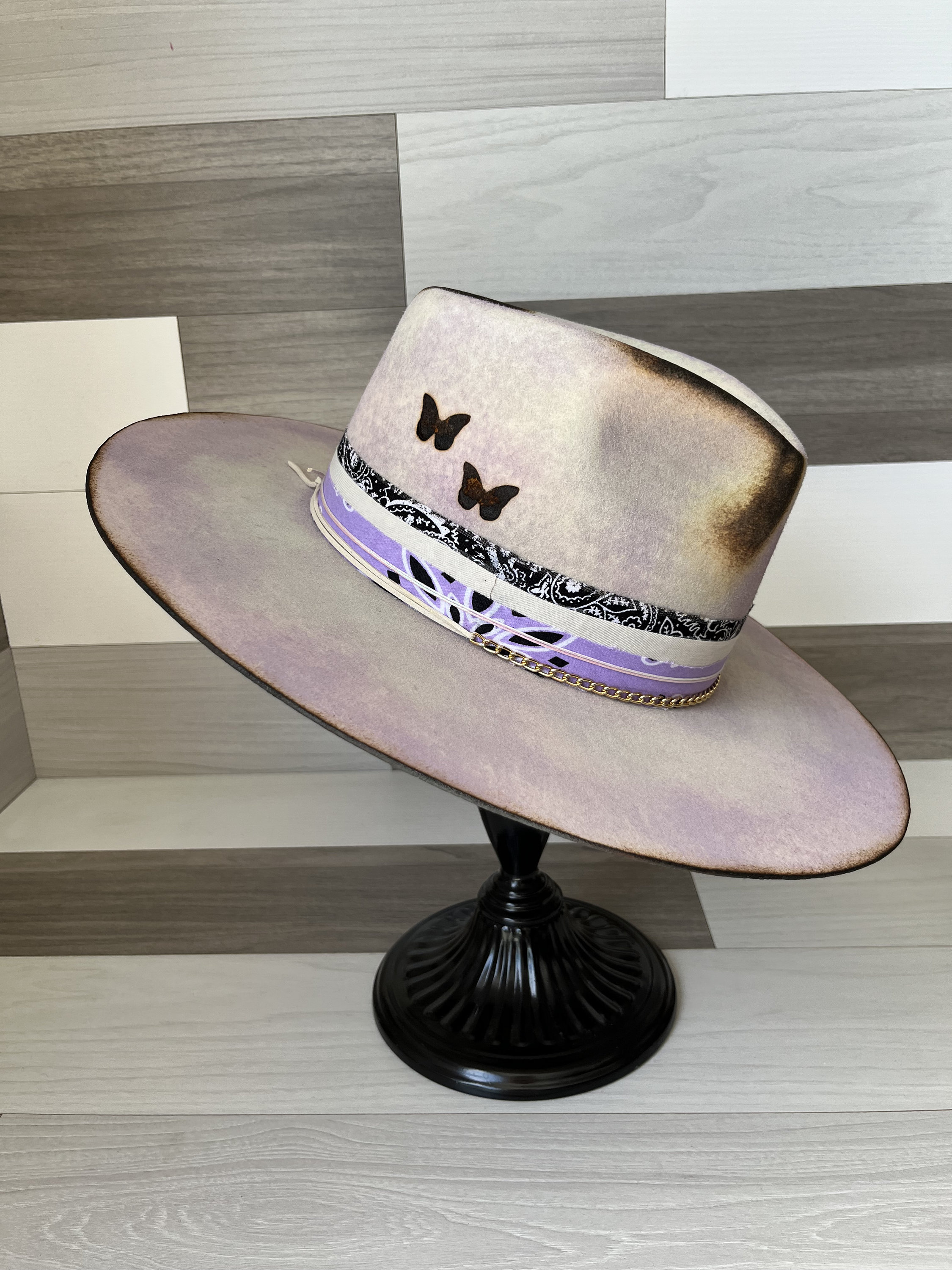 6x Fur Felt Light Purple Burned Custom Cowboy Hat Purple Felt Cowboy Hat - Etsy main image 3