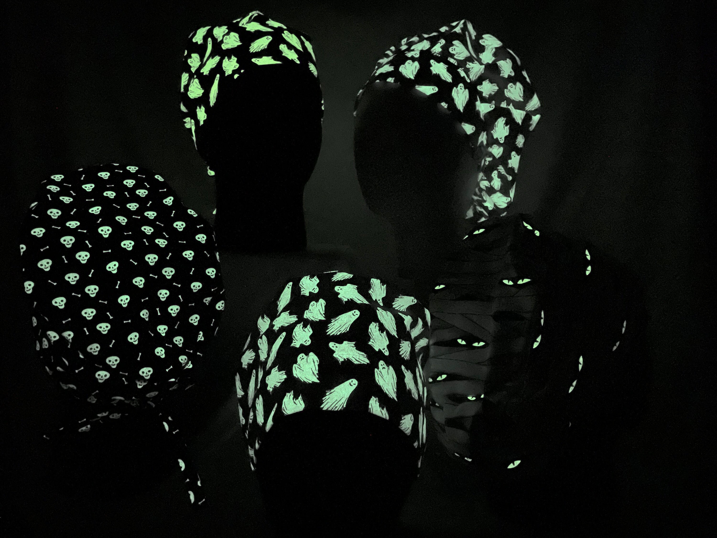 Glow in the Dark Scrub Caps | Satin Lining Available | Women's & Men's Scrub Cap | Halloween | Kelsie’s Craft Co