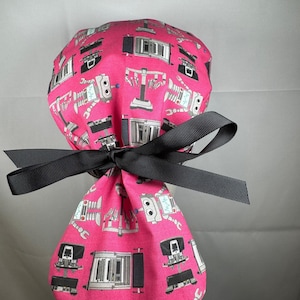 Pink Robots Scrub Cap - Satin Lining Available - Multiple Styles