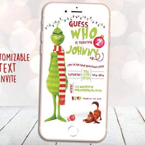 Grinch einladen, Grinch Geburtstag einladen, Grinch Party, Text einladen, digitale Einladung