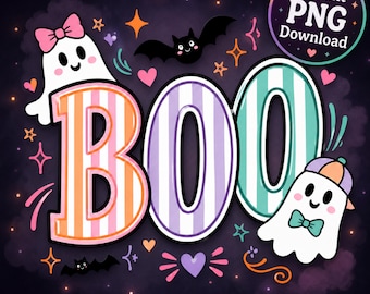 Boo Png, Boo Ghost Png, Halloween Boo Png, Boo Shirt Design Png, Boo Season Png, Halloween Bat Png, Girly Ghost Png