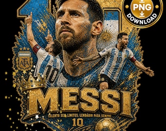 Messi Argentina PNG, Soccer T-Shirt Design, GOAT Football Graphic (Digital Download)