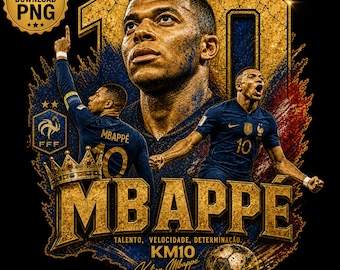 Mbappe France PNG, Soccer T-Shirt Design, World Cup 2026 Sublimation, DTF, Digital Download