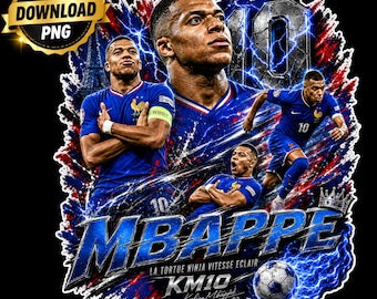 Mbappe France PNG, Soccer T-Shirt Design, World Cup 2026 Sublimation, DTF, Digital Download