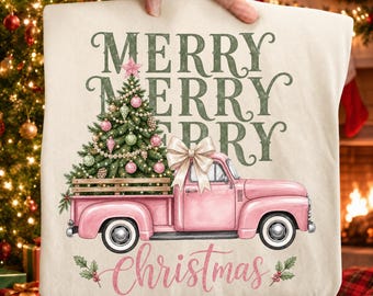 Pink Christmas Truck Png, Merry Christmas Yall Png, Christmas Girly Png, Merry And Bright Png, Small Town Christmas, Christmas Crew Png