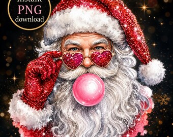 Santa Bubble Gum Png, Bubblegum Santa Png, Santa Blowing Bubble, Santa Face Png, Ho Ho Ho Png, Merry Christmas Png, Trendy Christmas Png