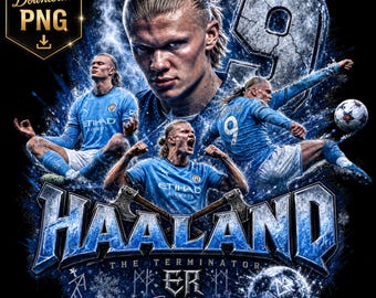 Erling Haaland PNG, Norway Football Shirt Design, Soccer Sublimation Graphic, DTF, Instant Download