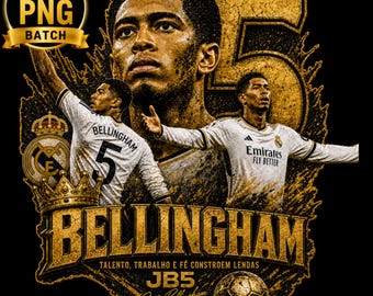 Jude Bellingham England PNG, Soccer T-Shirt Design, World Cup 2026 Sublimation, DTF, Digital Download