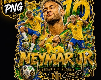 Neymar Jr Brazil Graffiti PNG, Soccer T-Shirt Design, Football Graphic (Digital Download)