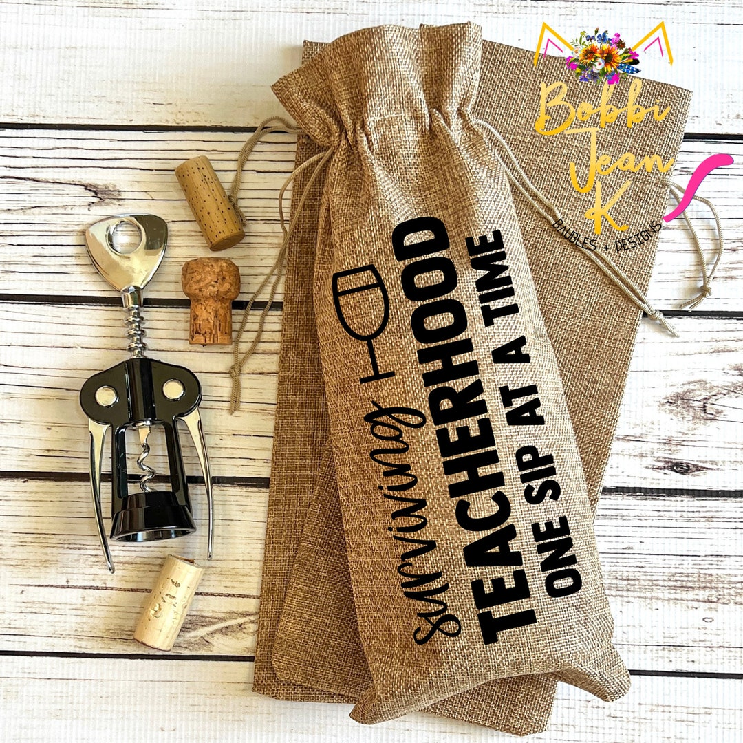 Teacher Gift Bag Teacher Appreciation Gift Wine Gift Bag Etsy