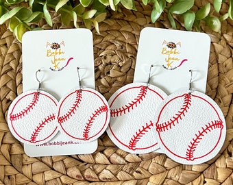 Baseball Earrings | Baseball Leather Earrings | Baseballs | Leather Earrings | Sports Earrings | Baseball Season Earrings | Baseball