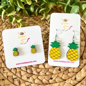 Fruit Earrings, Pineapple Earrings, Pineapple Stud Earrings, Summer Earrings, Hawaiian Jewelry, Tropical Earrings, Pineapple Earrings Dangle