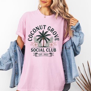 Coconut Grove Social Club T-Shirt Summer Social Club, Gift for Beach Lovers, Coconut Social Club Comfort Colors T-Shirt