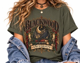 Blackwood University Shirt, Gothic Dark Academia Tee, Raven Book Lover Comfort Colors