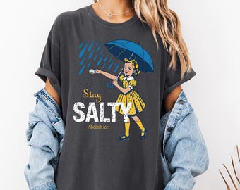 Vintage Girl with Umbrella T-Shirt | Rain Illustration