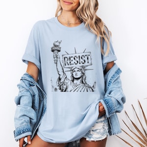 Resistance Statue of Liberty Unisex Tee, Anti Trump Political Shirt, USA Protest Activist Top, Liberal Gift, Protestor Apparel