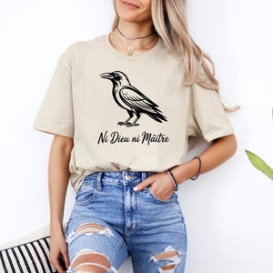 Comfort Colors Shirt Ni Dieu ni Maitre Crow Minimalist Anarchist French slogan Anti Authoritarian unisex Streetwear Tee