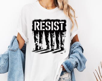 Comfort Colors Protest Shirt, RESIST Marching People Street Art Activist Tee