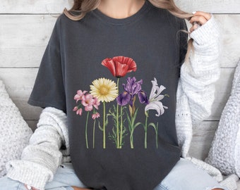 Comfort Colors Flower Shirt Flower T Shirt Boho Flower Shirt Floral Tee  Gift For Women