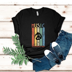 Retro Music Peace T-Shirt Woodstock Shirt Concert Shirt Rock  and Roll Shirt Hippie Shirt