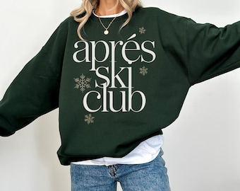 Minimalist Apres Ski Club Snowflakes Sweatshirt | Winter Ski Lodge Cozy