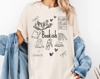 Bookish T-shirt – kledingstukgeverfd katoenen T-shirt voor boekenliefhebbers