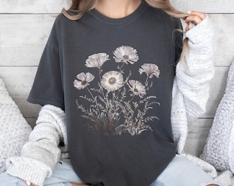 Comfort Colors Boho Wildflower Camisa Cottagecore Camisa Floral Camiseta Flor Camiseta Regalo para Mujeres Camisa Gardencore
