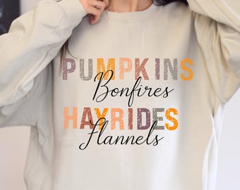 Fall Sweatshirt Pumpkins Bonfires Pumpkins Flannels Shirt Autumn Shirt