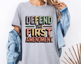 Comfort Colors® Defend the First Amendment T-Shirt  Bold Pastel Minimalist Graphic Tee
