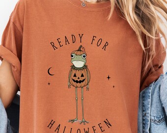 Ready For Halloween T-shirt | Frog in Pumpkin Costume, Spooky Cute Tee
