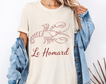 Camiseta con gráfico de langosta: camiseta unisex minimalista costera de pescador estético