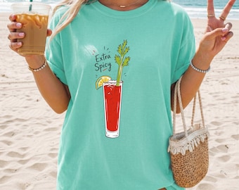 Extra Spicy Bloody Mary T-Shirt | Cocktail Illustration, Celery & Lemon