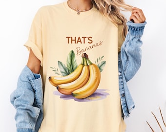 Camiseta de plátano tropical: divertida camiseta de verano, regalo para amantes de la fruta, ropa informal de moda, atuendo playero, camiseta de plátano única