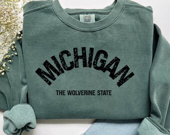 Michigan The Wolverine State Unissex Comfort Colors Moletom Presente para Michiganian Michigander Gift
