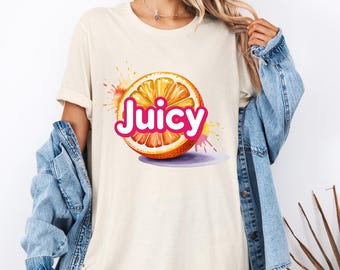 Camiseta con estampado de rodajas de naranja jugosa, camiseta retro de Bella Canvas