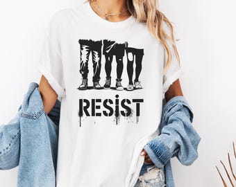 Comfort Colors Protest Shirt, RESIST Marching People Street Art Activist Tee
